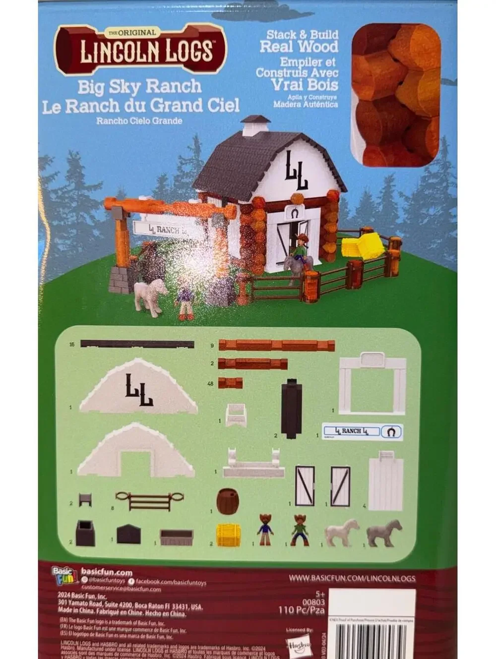 Lincoln Logs Big Sky Ranch 110 Piece Real Wood Building Set 3 Models Kids 5+